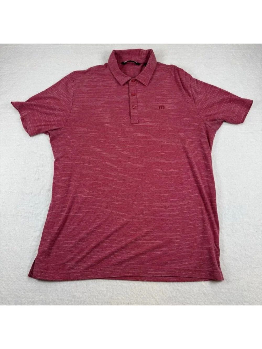 Travis Mathew Polo Shirt Men Large Red Heathered Stretch Golf Performance Jersey